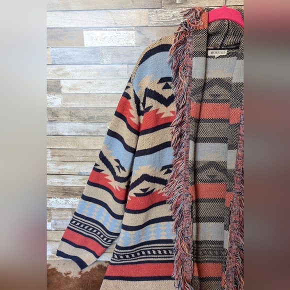 Margeaux & Ellie Aztec Fringed Cardigan Sweater - Picture 4 of 16